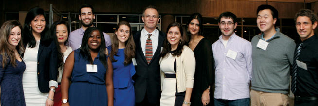 Dean James J. Valentini with the Class of 2013 Senior Fund Executive Committee. Photo: Char Smullyan